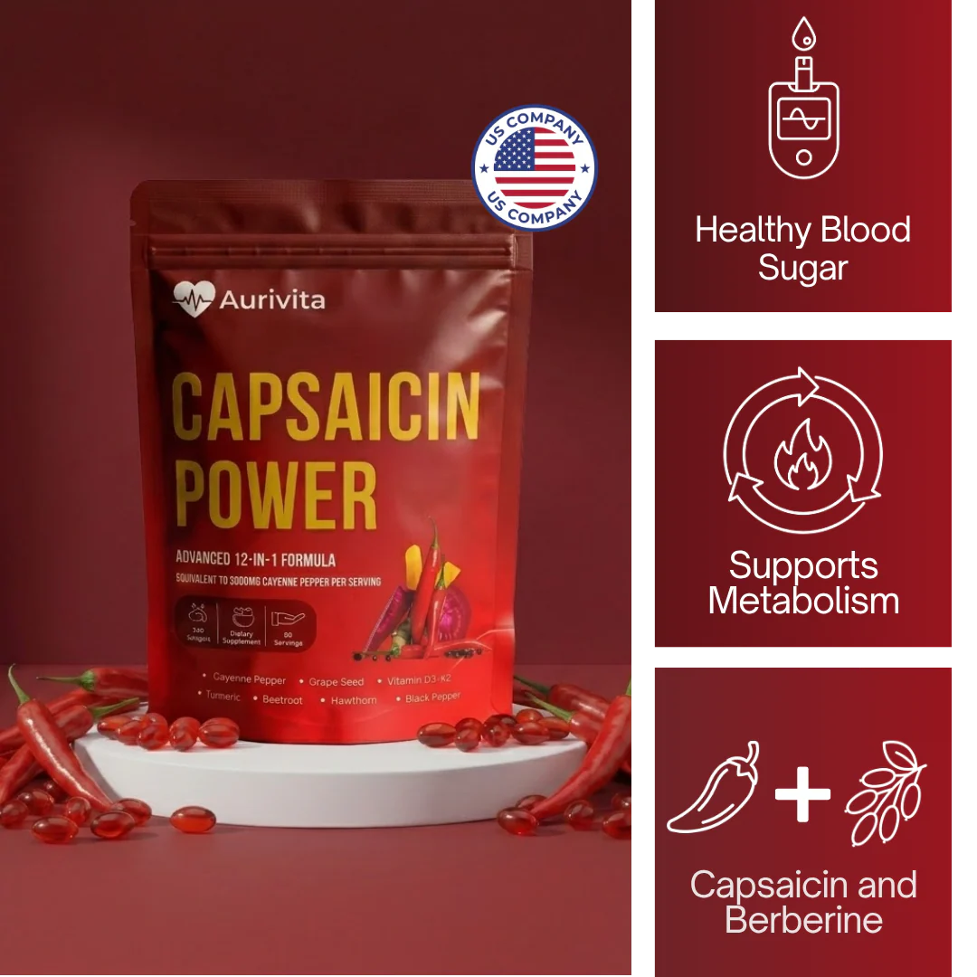 Aurivita Capsaicin Power - Cayenne Pepper Softgels Formulated For Diabetics