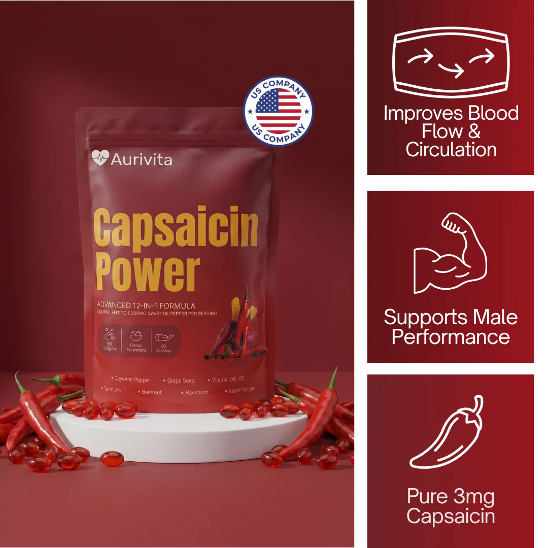 Aurivita Capsaicin Power - Cayenne Pepper Softgels For Erectile Dysfunction